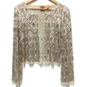 Tory Burch Gold & Silver Sequin Cardigan in size Small